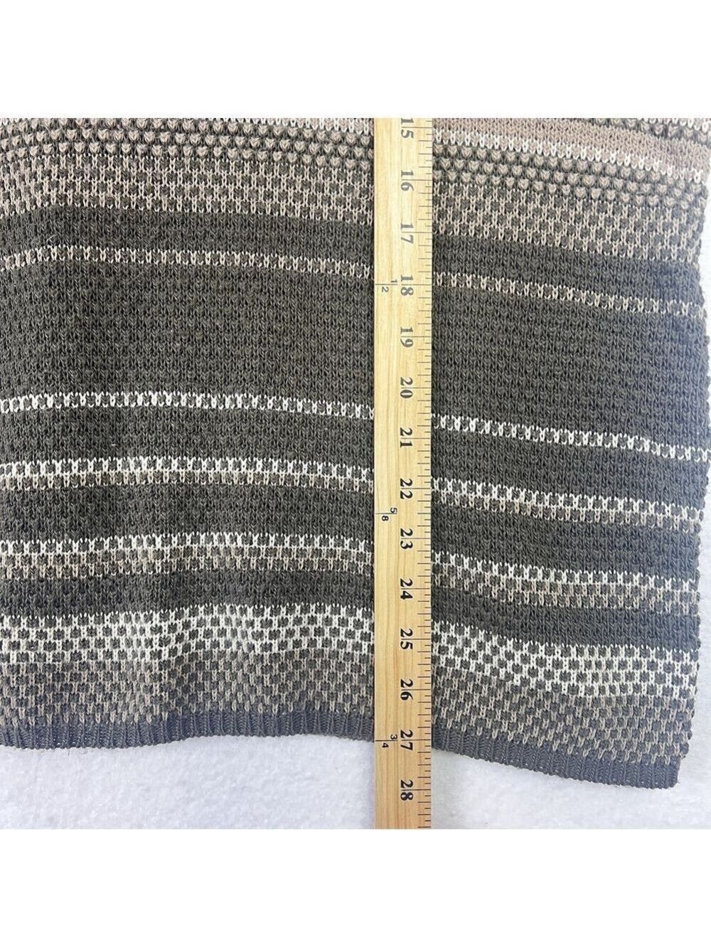 Vintage Reba Rose Womens Sweater Plus Size 22/24 Black Tan Stripe Short Sleeve - Picture 7 of 9